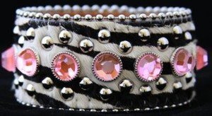 Zebra Print Jewelry Genuine Leather CUFF with Pink Accents~ ~Adjustable NWT!!