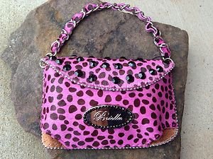 Clutch Cell PURSE GENUINE LEATHER & Austrian Crystal NWT~BEAUTIFUL! Pink Leopard