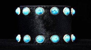 Black & Turquoise Wide Leather CUFF ~Adjustable NWT!! ~Genuine Hair on Hide~