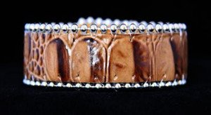 Brown Leather Cuff Bracelet~Croc Embossed Adjustable Cuff~NWT +CUTE!!!