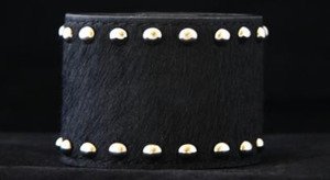 WIDE Black Leather CUFF ~Adjustable NWT!! VERY Cute!!! ~Genuine Hair on Hide~