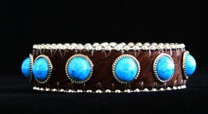 Brown & Turquoise Leather Cuff~Hair On Hide Adjustable cuff~ NWT Retail $35+