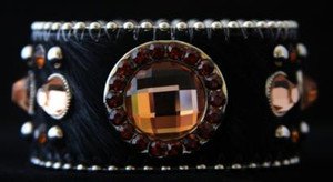 Brown & Black Bling Cuff Leather & Hair On Hide ~Genuine Austrian Crystal NWT~