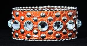 Rust Brown Wide Leather Cuff Bracelet Adjustable Bling Cuff - NWT~Stunning!!