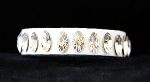 White Thin Leather Cuff~Genuine Austrian Crystal Adjustable Bracelet~ NWT CUTE!