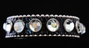 Black Leather Cuff~BLING Adjustable Bracelet~ NWT Retail $35+STUNNING!!