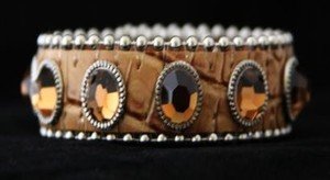 Beige Leather Cuff Bracelet ~ Adjustable ~ NWT Retail $35+CUTE!!! BLING Cuff