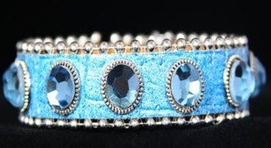 Blue Leather Cuff~ BLING Adjustable Bracelet~ NWT Retail $35+