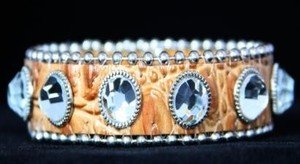 Beige Leather Cuff~BLING Adjustable Bracelet~ NWT Retail $35+
