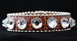 Brown Leather Cuff~BLING Adjustable Bracelet~ NWT Retail $35+