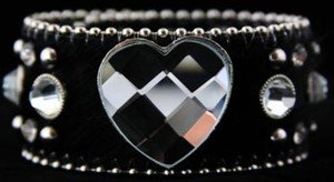 Wide Black Cuff with Heart Genuine Leather Adjustable Cuff NWT Retails For $39+