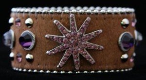 Wide Leather Brown & Purple Star Cuff With~hair on hide- NWT CUTE! Retail 39+++