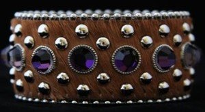 Wide Leather Brown & Purple Cuff With~hair on hide- new Never Worn! CUTE!