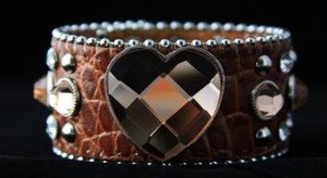 Heart Bling Cuff Genuine Leather Adjustable Cuff - NWT Retails For $39+++