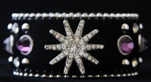 Star Cuff Bracelet Black & Purple~Leather Hair on Hide Gen Austrian Crystal NWT