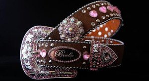 Brown & Pink Bling Belt Austrian Crystal~Hair On Hide NWT S, M, L, XL~Beautiful