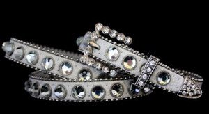 White Bling Skinny Belt~Genuine Leather & Austrian Crystal~NWT~ALL Sizes!!