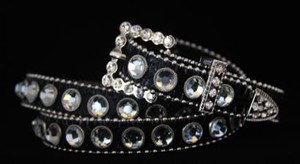 Black Bling Skinny Belt~Genuine Leather & Austrian Crystal~NWT~all Sizes!!