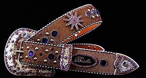 Brown & Purple Star Belt w/ Crystal~Leather~ NWT~~Beautiful S, M, L, XL