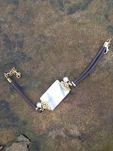 Turkish Style Leather Mother of Pearl Bracelet Hand Made In Turkey dipped in 24k
