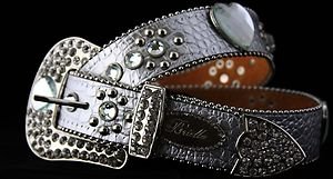 Silver Leather Belt, Clear Austrian Crystal~ NWT S, M, L, XL ~Bling Belt!