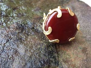 TURKISH JEWELRY~Turkish Ring Semi Precious Gemstone Dark Orange Carnelian~