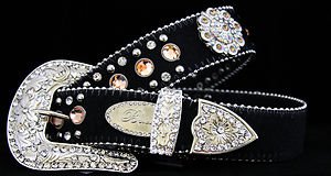 Black Belt, Beautiful Austrian Crystal~Hair On Hide NWT S, M, L,