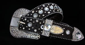 Dark Brown Bling Leather belt, Clear Austrian Crystal~NWT S, M, L, XL~CUTE!!