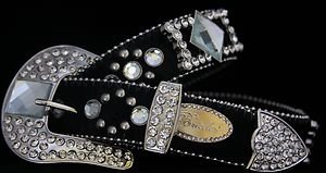 Black Belt, Clear Austrian Crystal~Hair On Hide NWT S, M, L, XL~Cowgirl Belt!