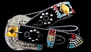 Pittsburgh Belt, Clear Austrian Crystal~Hair On Hide NWT S, M, L, XL~Go Steelers