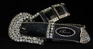 Black Bling Belt ,Austrian Crystal~Hair On Hide NWT S, M, L, XL~Gorgeous!!