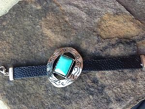Black Leather Cuff ~Embellished in Turquoise ~NWT~CUTE!!!! Retails for $47.00!!!