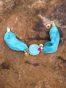 Turkish Jewelry~100% Aqua Silk Agate Bracelet Hand Made In Turkey~ NWT BEAUTIFUL
