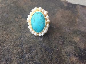 Turkish Jewelry Adjustable Ring Turquoise~ Hand Made In Turkey~Beautiful!!