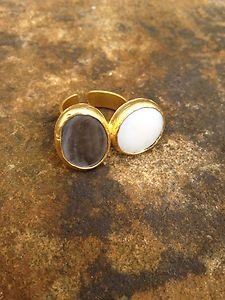 Turkish Jewelry~Adjustable Ring with Double Stone~Genuine Mother Of Pearl NWT~