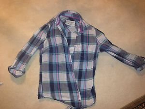 AEROPOSTALE XS blue Plaid Button Down Shirt womens XS~Cute