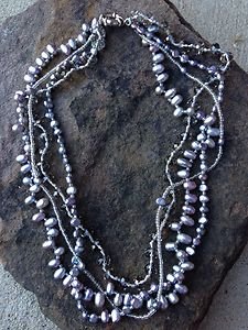 Fresh Water Pearl Necklace Genuine Gray Pearls VERY Beautiful!! NWT