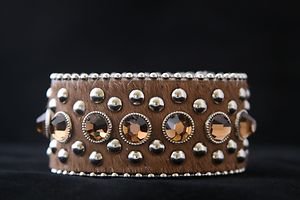 Wide Brown Bling Cuff Genuine Leather Hair on hide Adjustable Cuff - NWT CUTE!!