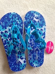 NWT GIRLS JUSTICE SZ 13-1 FLIP FLOPS SANDALS With Bows-BLUE~~cute!!