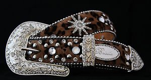 Cowgirl Belt~Leopard Print Bling Belt Genuine Leather & Crystal~NWT~small med lg