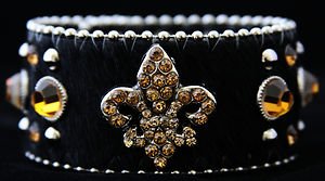 Fleur De Leis CUFF With GENUINE Leather & Hair On Hide ~NWT~ ADJUSTABLE SNAPS