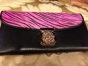 Zebra Print Pink Wallet~GENUINE LEATHER WITH FUR~beautiful!! NWOT