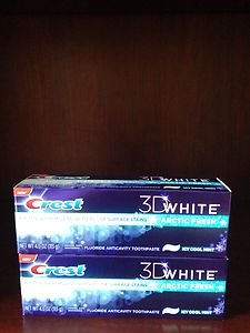 Crest 3-D White Arctic Fresh Icy Cool Mint 4.0 Oz~LOT Of 2 Boxes~factory Sealed!