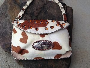 Cell PURSE Clutch Cow Print Genuine LEATHER Austrian Crystal NWT~BEAUTIFUL!!