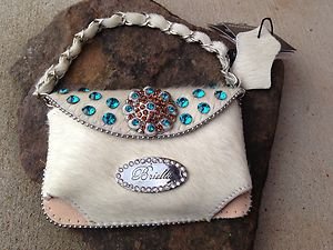 Cell PURSE Clutch White Hair LEATHER Austrian Crystal NWT~BEAUTIFUL!!