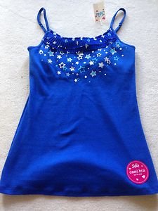 Justice girls BLUE CAMI TANK TOP size 14 with BEAUTIFUL ~NWT