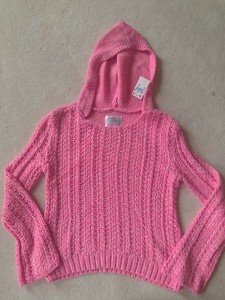 Justice Pink Hooded Pullover Sweater Pink~Girls Size 12 NWT!! Cute!!