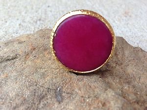 TURKISH RING~Genuine HOT PINK JADE ~Hand Made In Turkey~UNIQUE! NWT! ADJUSTABLE