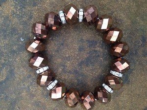 BRONZE BRACELET~genuine Crystal VERY PRETTY~aWeSoMe DEAL!