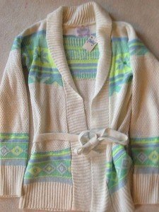 Justice GIRLS LONG SLEEVE SWEATER JACKET WITH TIE BELT SIZE 16 New With Tags!!